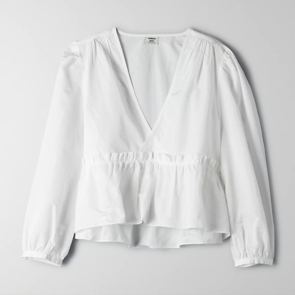 ARITZIA Sunday best jinx peplum blouse poplin white xxs - Picture 5 of 13